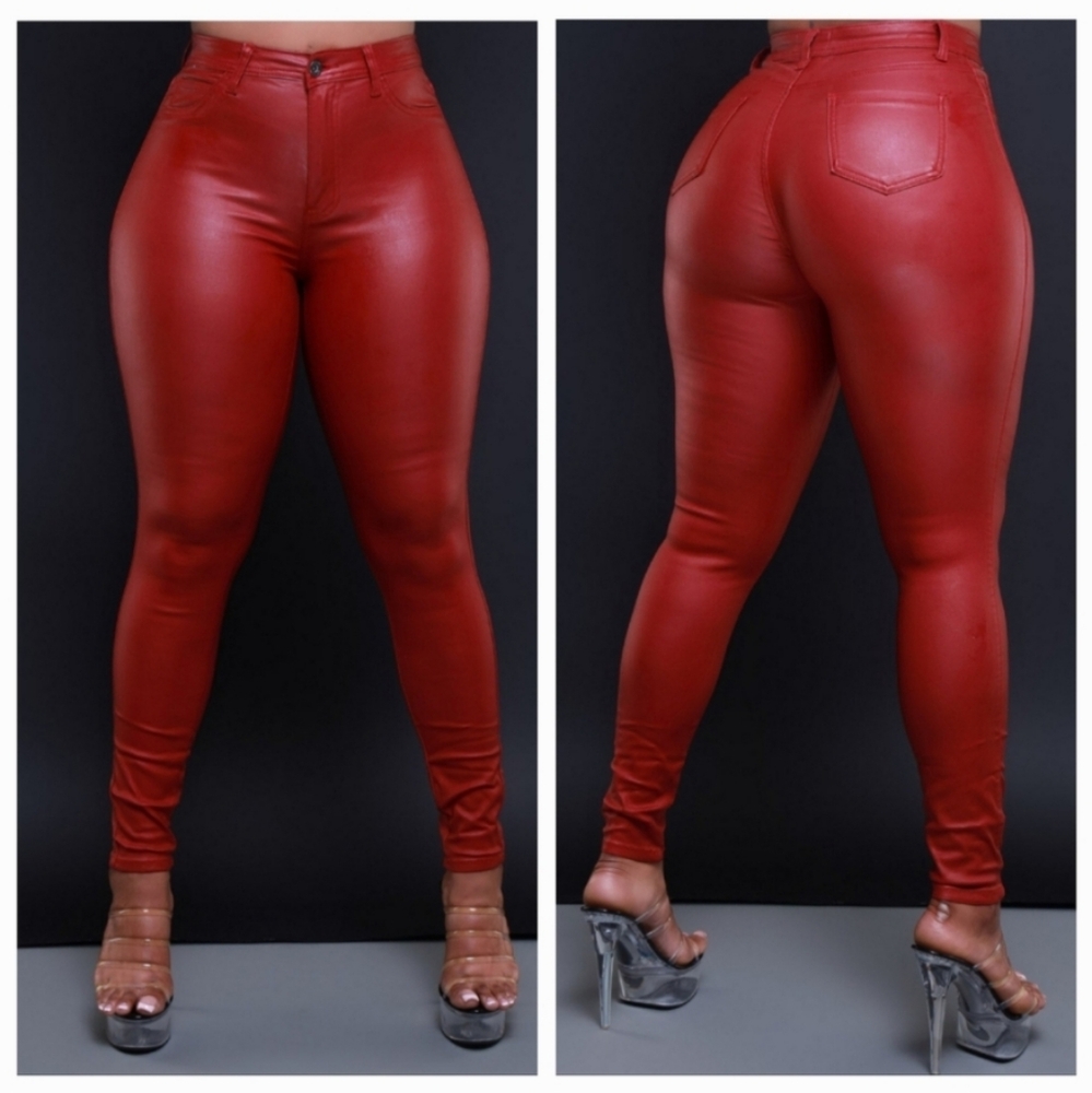 NWT Curve You Faux Leather High Rise Pants-BurgundyXL